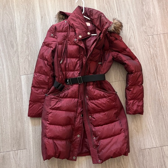 Michael Kors Jackets & Blazers - COPY - Michael Kors maroon shiny winter parka